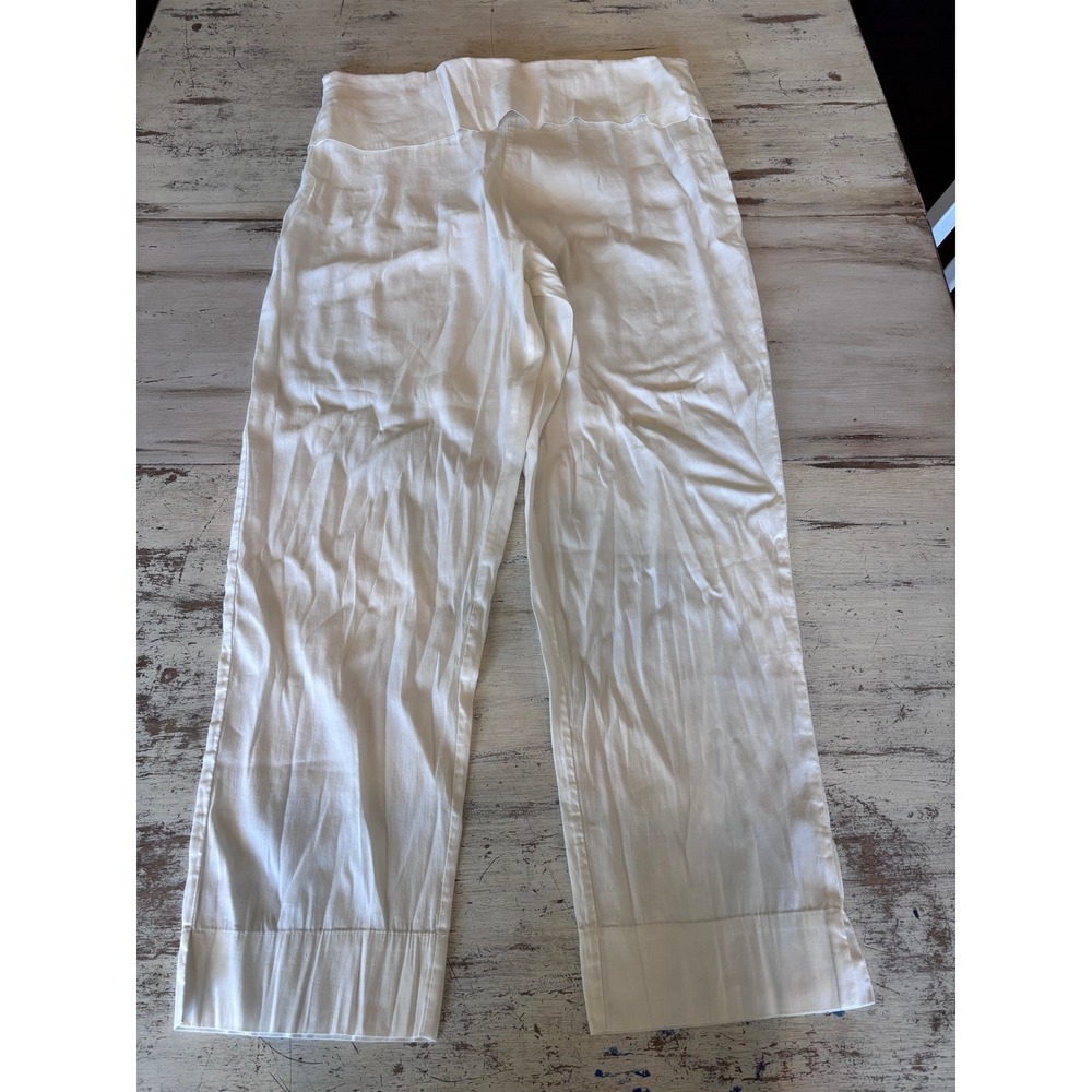 CREA CONCEPT pants women size 32 waist white linen wide leg cropped high rise